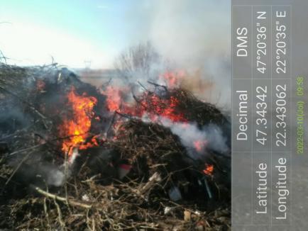 Amenzi de aproape 300.000 lei aplicate de Garda de Mediu Bihor unor firme și persoane prinse că au incendiat deșeuri (FOTO)