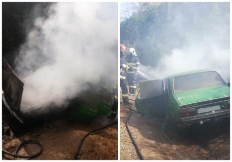 Două mașini au luat foc în Bihor, în aceeași zi. Cauza incendiilor (FOTO/VIDEO)