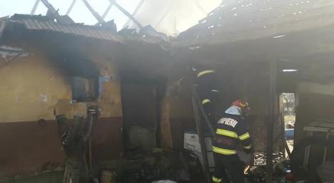Incendii devastatoare în Bihor: În Brusturi, un câine şi şase căţei au ars de vii într-o clădire, iar în Tinca un autoturism s-a făcut scrum pe şosea (FOTO / VIDEO)