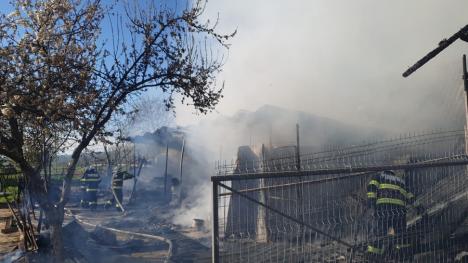 Incendiu devastator în Budureasa. Focul a fost pus intenţionat, vinovatul e căutat de poliţişti (FOTO)