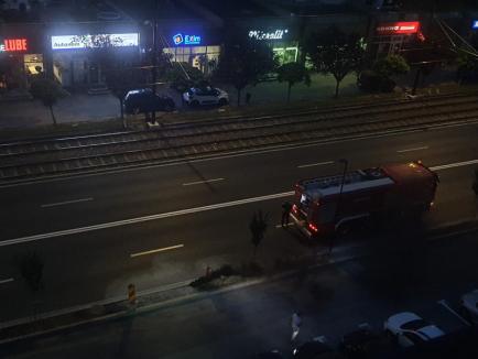 Incendiu în Calea Aradului, la un stâlp nou de iluminat (FOTO/VIDEO)