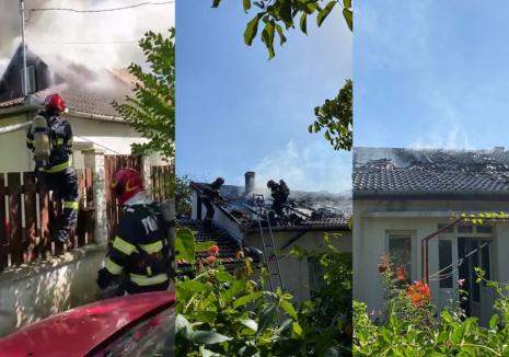 Incendiu în Oradea: A ars acoperișul unei case de pe strada Johann Strauss (FOTO)