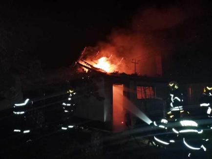 Incendiu într-o gospodărie din Bihor provocat de un bec lăsat aprins, ca să încălzească puii de găină (FOTO/VIDEO)