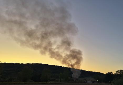 Incendiu într-o balastieră de lângă Oradea (FOTO)