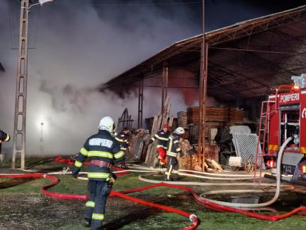 Arde un depozit de material lemnos din Săcueni! Peste 20 de pompieri intervin (FOTO/VIDEO)