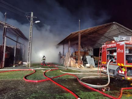 Incendiul puternic de la Săcueni a fost stins după aproape 8 ore