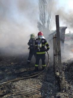 Misiune dificilă în cazul incendiului uriaş din Salonta: 8.000 de metri pătraţi afectaţi, fum mult şi gaze toxice degajate (FOTO / VIDEO)