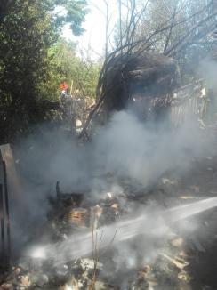 Incendiu violent la Ștei: O baracă s-a făcut scrum (FOTO)