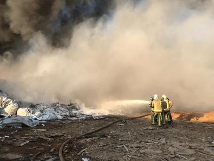 Incendiul de la Nojorid s-a extins, din cauza vântului. Şeful Gărzii de Mediu Bihor: „Firma riscă să rămână fără autorizaţie” (FOTO / VIDEO)