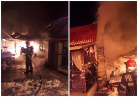 Casă distrusă de flăcări în Subpiatră, din cauza unui scurtcircuit la un boiler (FOTO)