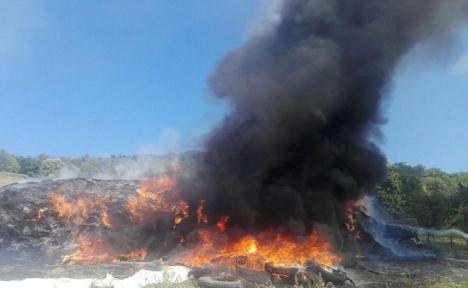Incendiu de proporţii la un adăpost de oi din Urvind: peste 50 de tone de fân au luat foc (VIDEO)