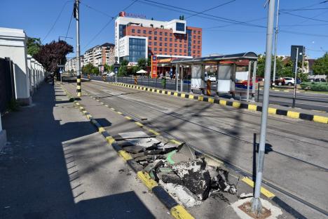 Circulația tramvaielor pe Calea Aradului din Oradea a fost oprită pentru înlocuirea căii de rulare (FOTO)