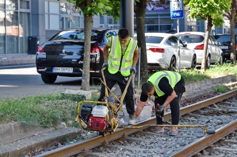 Circulația tramvaielor pe Calea Aradului din Oradea a fost oprită pentru înlocuirea căii de rulare (FOTO)