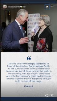 Actrița Maggie Smith s-a stins din viață. Regele Charles: A fost „o adevărată comoară națională”