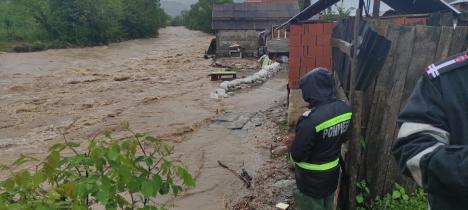Bihorul sub cod roşu: Gospodării inundate în şase localităţi, salvatorii au ridicat diguri în alte trei (FOTO)