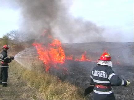 Peste 10 hectare de terenuri şi păşuni, incendiate într-o singură zi, în Bihor