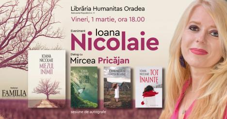 Ioana Nicolaie în dialog cu Mircea Pricăjan, la Oradea: Discuție despre „Miezul inimii” și trilogia nordului