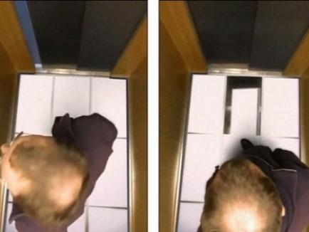 Reclamă de groază: Podeaua unui ascensor se desface în bucăţi sub privirile oamenilor (VIDEO)