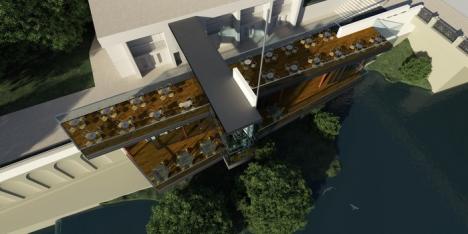 Restaurantul Crinul Alb îşi construieşte deasupra Crişului Repede o terasă pe două niveluri (FOTO)