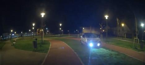 La plimbare în parc... cu mașina: Un autoturism, surprins pe aleile unui parc din Oradea (FOTO/VIDEO)