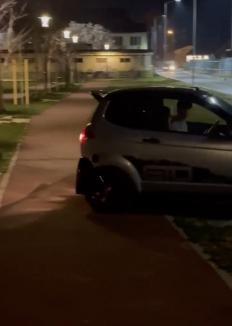 La plimbare în parc... cu mașina: Un autoturism, surprins pe aleile unui parc din Oradea (FOTO/VIDEO)