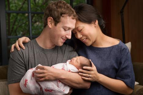 Mark Zuckerberg a devenit tată şi a anunţat că va dona 99% din acţiunile Facebook