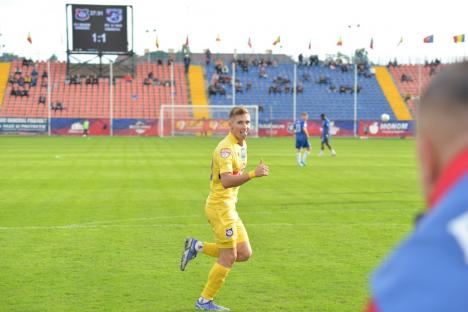 Meciul dintre FC Bihor și FC U Craiova s-a încheiat la egalitate. Tânărul Andrei Moga a înscris primul său gol în Liga a II-a 