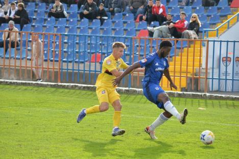 Meciul dintre FC Bihor și FC U Craiova s-a încheiat la egalitate. Tânărul Andrei Moga a înscris primul său gol în Liga a II-a 