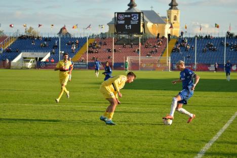 Meciul dintre FC Bihor și FC U Craiova s-a încheiat la egalitate. Tânărul Andrei Moga a înscris primul său gol în Liga a II-a 