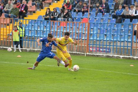 Meciul dintre FC Bihor și FC U Craiova s-a încheiat la egalitate. Tânărul Andrei Moga a înscris primul său gol în Liga a II-a 