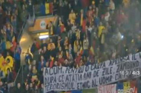 Scandal româno-maghiar şi la meciul cu Olanda: UDMR cere anchetă pentru un banner afişat de suporterii români