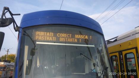 Mesaje anti-Covid în mijloacele de transport în comun din Oradea (FOTO)