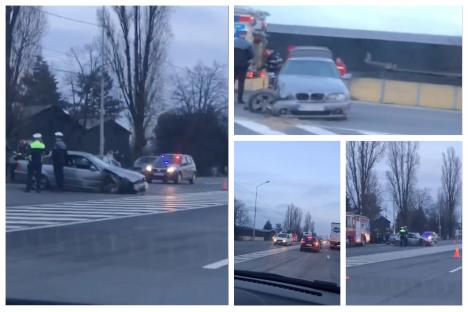 Două maşini s-au lovit pe Calea Borşului în Oradea (FOTO/VIDEO)