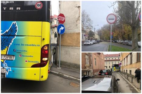 Autocarul baschetbaliștilor de la CSU Sibiu, blocat într-o intersecție din Oradea. Unde s-a întâmplat (FOTO)