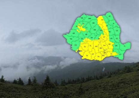 Cod galben de furtuni în zona montană a Bihorului. ANM anunță ploi, vijelii și grindină