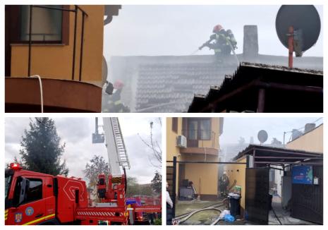 Incendiu și fum gros, în Oradea: Focul a cuprins o anexă, încă un acoperiș și mai multe cauciucuri (FOTO/VIDEO)