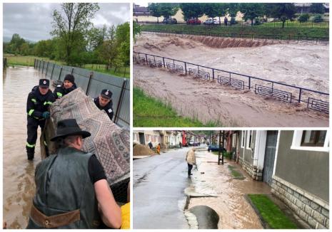 Inundaţii în Bihor: Mai multe gospodării din zona Beiuş, afectate de ape. Două râuri au depăşit cotele de pericol, precipitaţii record la Stâna de Vale (FOTO / VIDEO)
