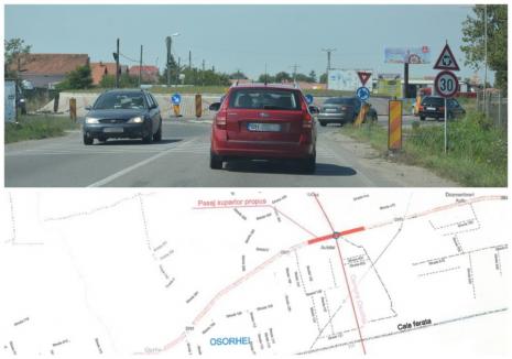 Pasaj suprateran pe DN 1 Oradea - Cluj peste girația de la intrarea în Oșorhei dinspre Săcădat