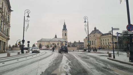 Ninsoare în Oradea: Utilajele RER Vest au ieșit în forță pe străzi (FOTO)
