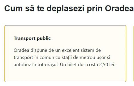 Oradea cu metrou: Ce bazaconii apar pe un site de travel în care Primăria a băgat sute de mii de lei (FOTO)