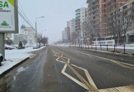 Oradea sub zăpadă. Utilajele RER Vest deszăpezesc prin oraş cu 23 de sărăriţe şi o cisternă