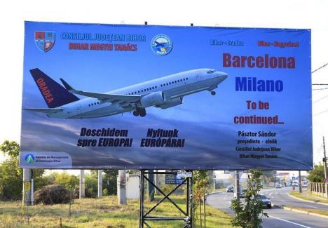 Apucături de baron PSD la Pasztor Sandor: Şeful CJ Bihor şi-a pus numele pe panourile publicitare ce anunţă cursele aeriene externe