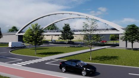 Pasajul suprateran peste Şoseaua Borşului către terminalul intermodal va avea patru benzi (FOTO)