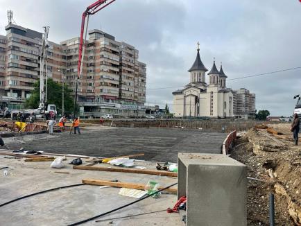 Mega-șantierul din Piața Gojdu: a început turnarea planșeului pentru pasajul dinspre Calea Clujului (FOTO)