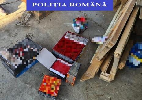 Percheziţii în Bihor: Peste 600 de kilograme de petarde, baterii de artificii şi rachete, toate interzise, au fost confiscate de poliţişti (FOTO)