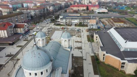 Piațeta Cazaban din Oradea este aproape gata. Cum se vede de sus lucrarea (FOTO/VIDEO)