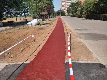 Se toarnă stratul de tartan pe noua pistă de alergare din Oradea (FOTO)