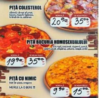 Ofertă inedită la o pizzerie: "Piţa Bucuria Homosexualului" sau "Piţa ţăranului venit din Italia"