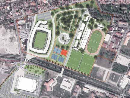 Viitorul complex sportiv din Oradea va avea, pe lângă stadion, un hotel, un parc şi mai multe terenuri de sport
