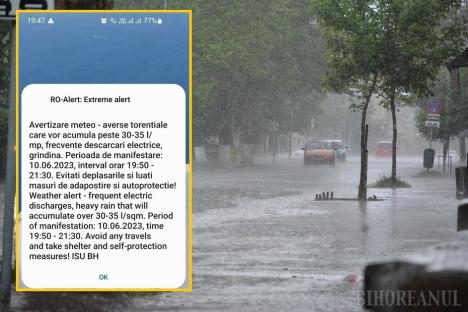 Alertă meteo imediată: Cod portocaliu de furtuni. Mesaje RO-Alert în Oradea